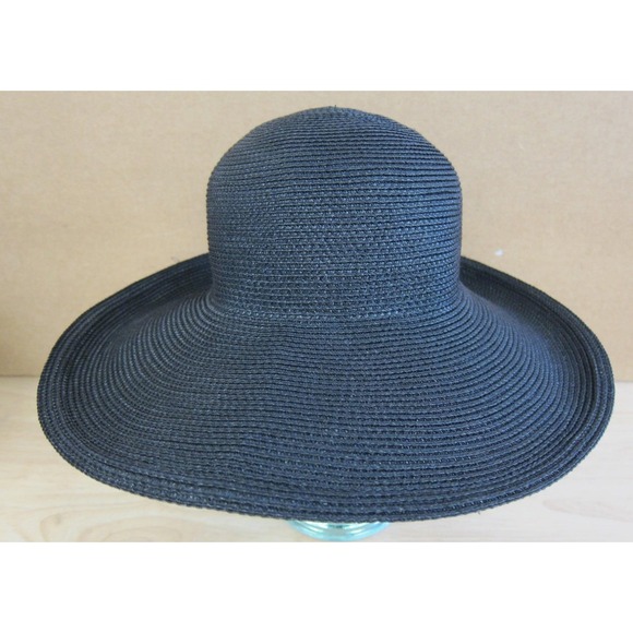 VTG Y2K Designer Eric Javits NY Squishee Wide Brim Packable Sun Hat Navy Blue - Picture 2 of 4